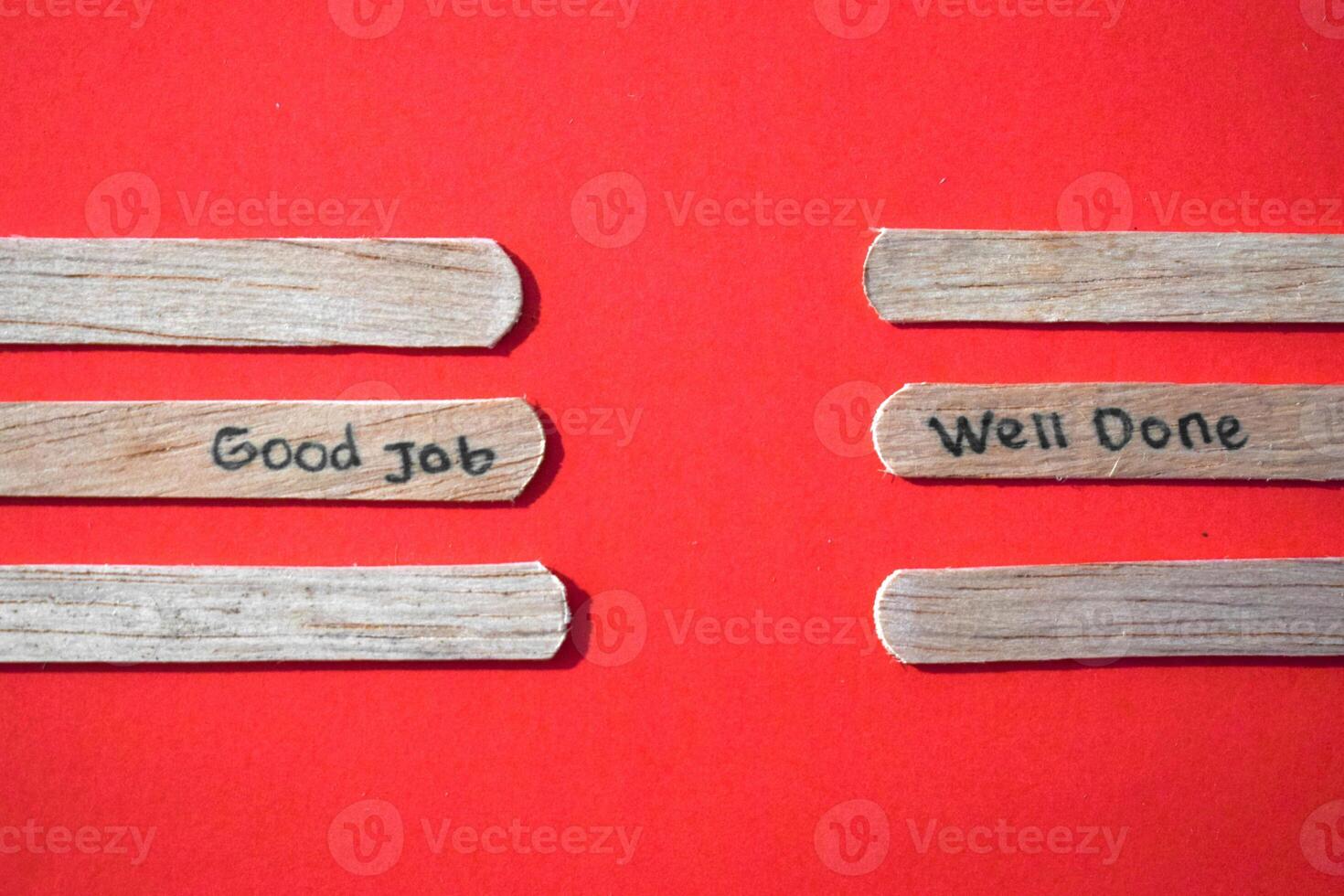 stick of ice cream with the words Good Job and Well Done. Motivational quotes, optimism, positive words. Isolated on background photo