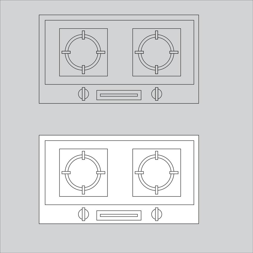 Illustration Design of stove icon, 2 burner stove design. which is suitable for your home plan design vector