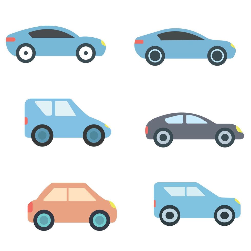 llustration design of vehicle seen from side view, flat design style of vehicle. flat design vehicle icon design. four wheeler icon set. side view vehicle icon set vector
