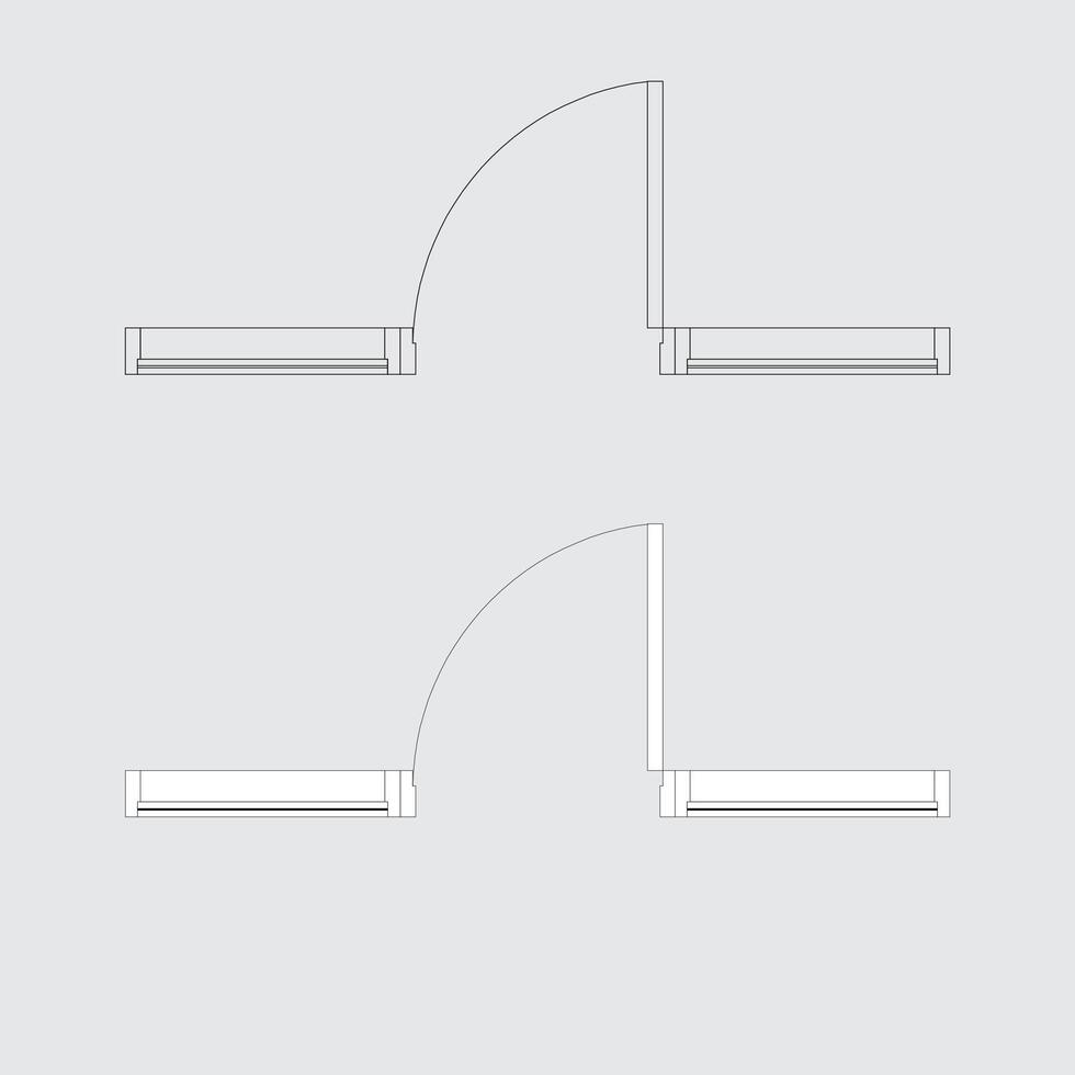 Illustration Design of door and window icon. door and window icon seen from above. single door and single window design. suitable to add it to your house plan design vector