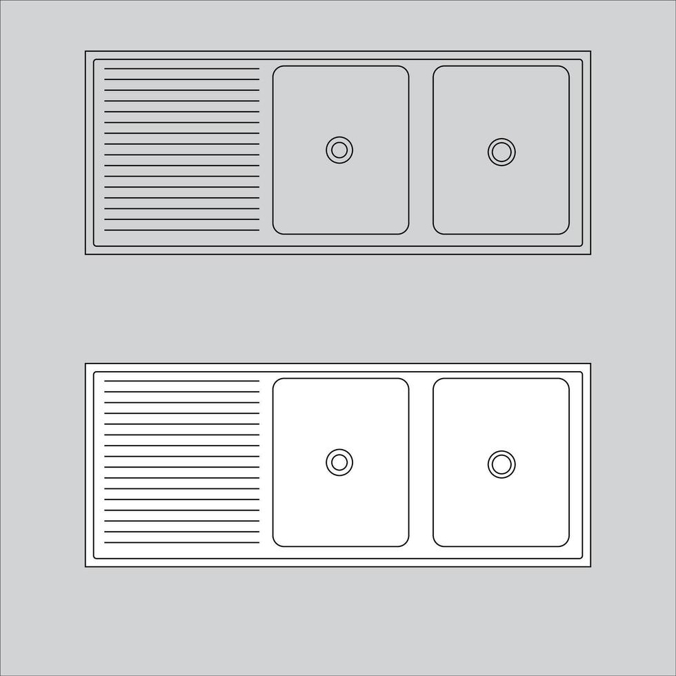 Illustration Design of sink icon. The sink icon is black and white and there is an outline too. vector