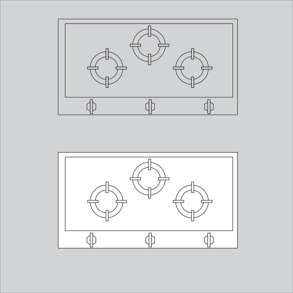 Illustration Design of stove icon, 3 burner stove design seen from above. usually suitable for your home design to look good vector