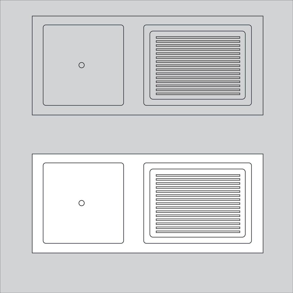 Illustration Design of sink icon. Sink is black and white and outline only. Suitable to include in your home plan design vector