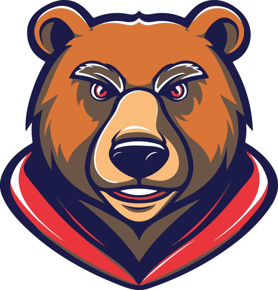 A bear head with red and blue stripes vector