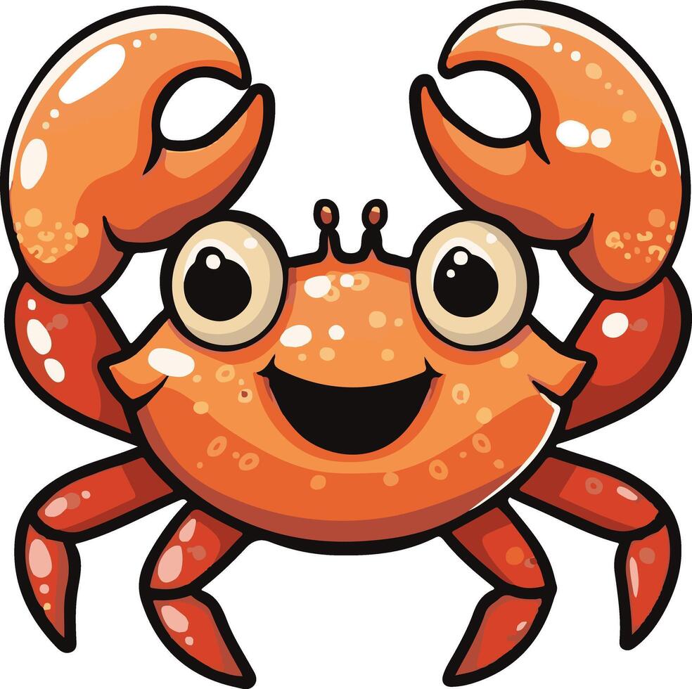 A cartoon crab with big eyes and big claws vector