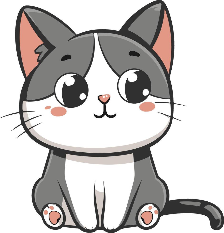 A cartoon cat sitting down with big eyes vector