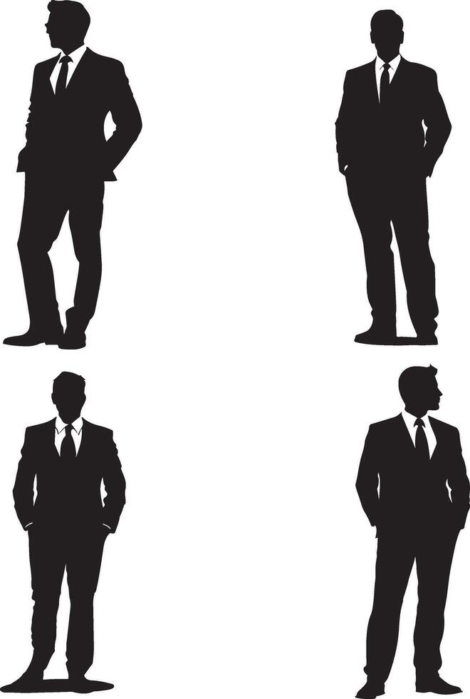 Silhouettes of business men in suits vector