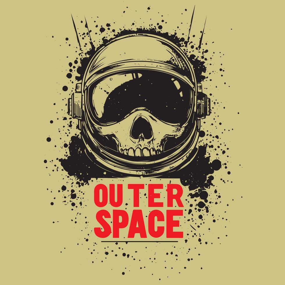 An astronaut helmet with the words outer space on it vector