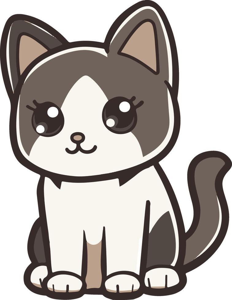A cartoon cat with big eyes and a white background vector