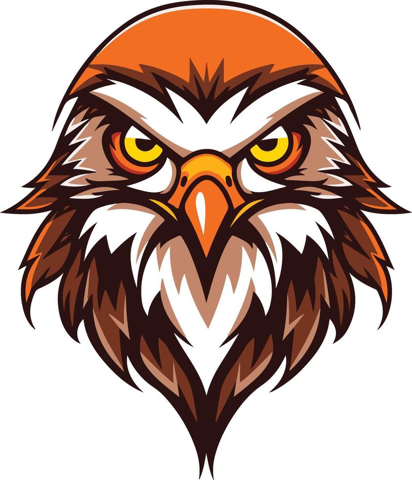 An eagle head with orange beak and yellow eyes vector