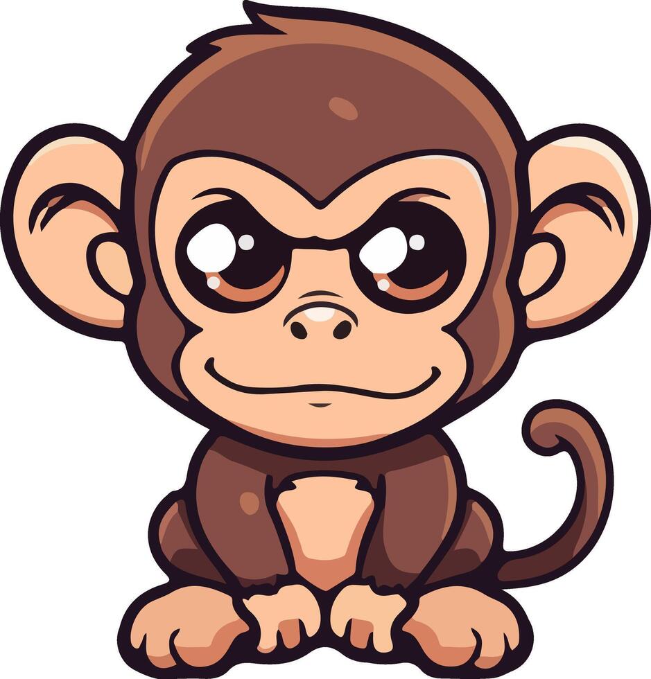 Cartoon monkey with big eyes and big mouth vector