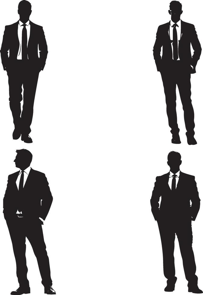 Silhouettes of men in suits and ties vector