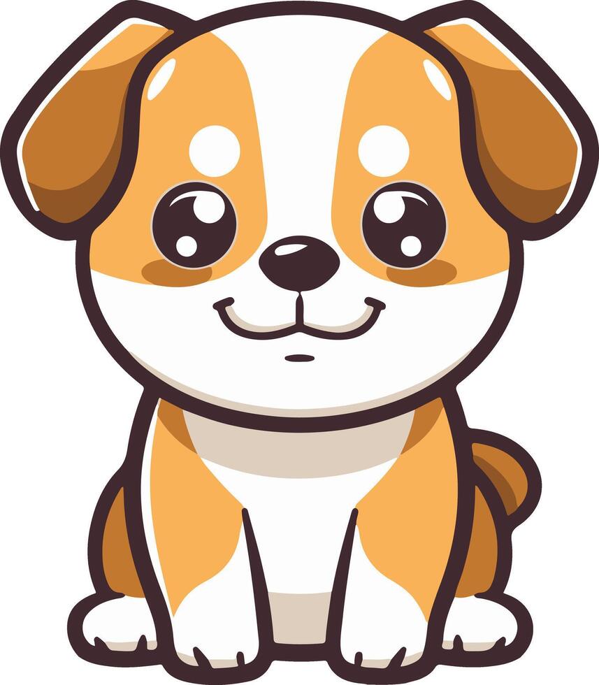 A cartoon dog sitting down with a big smile vector