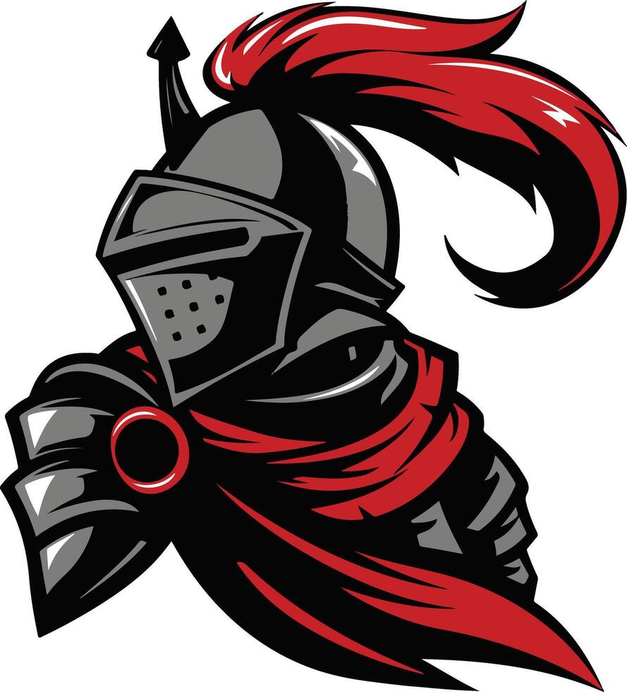 A knight with red hair and a red cape vector