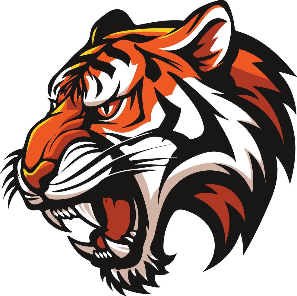 A tiger head with its mouth open vector