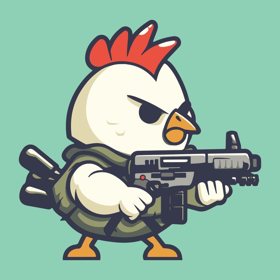 Chicken soldier illustration vector
