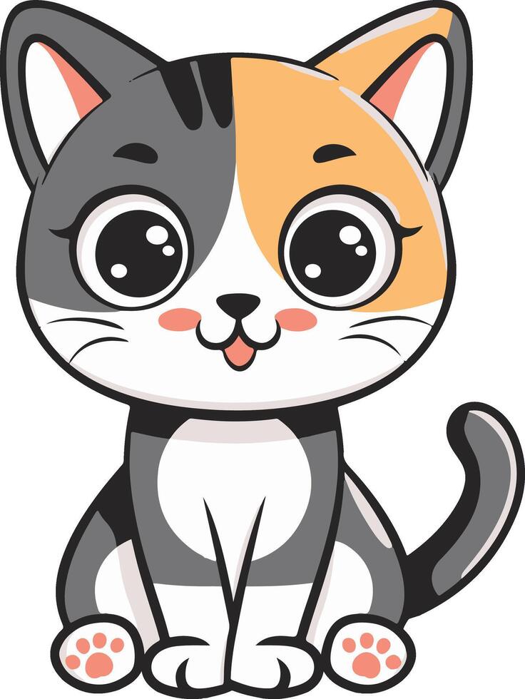 Cute cartoon cat illustration vector