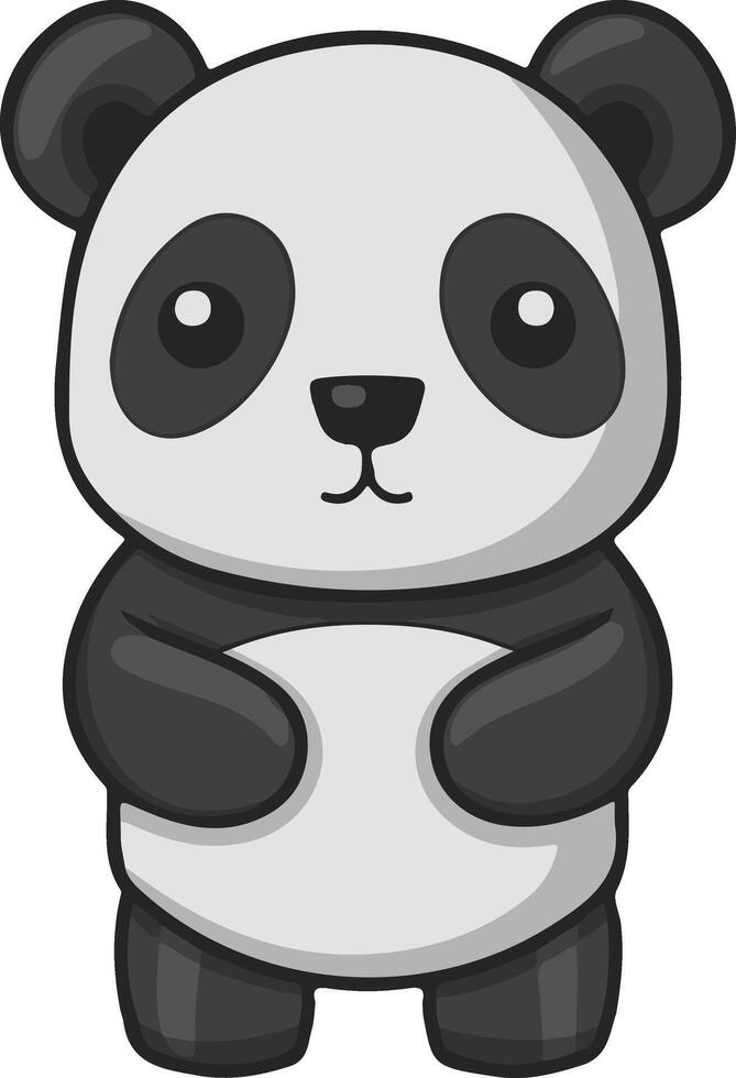 A cartoon panda bear standing with its arms crossed vector