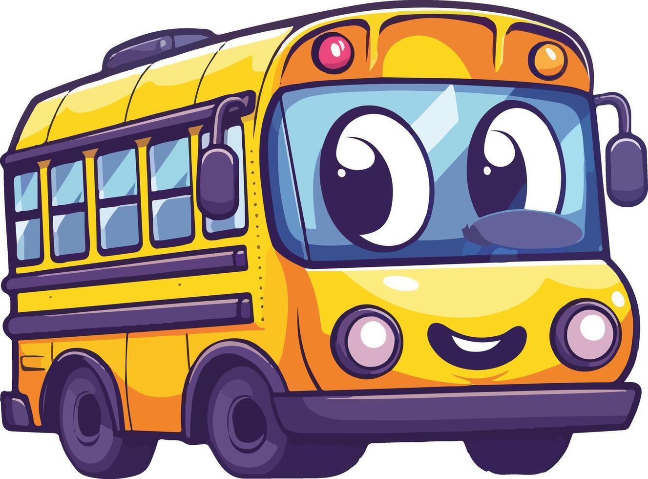 A cartoon school bus with eyes and a smile vector