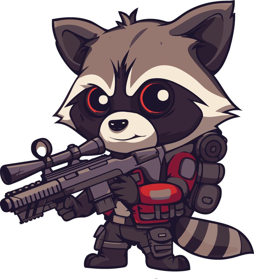 Rocket raccoon holding a rifle vector