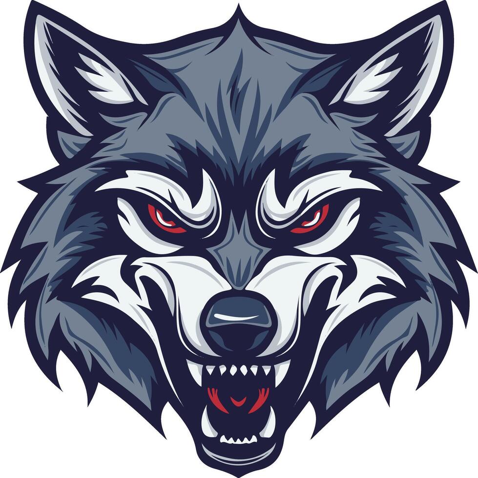 The wolf head is shown in a cartoon style vector
