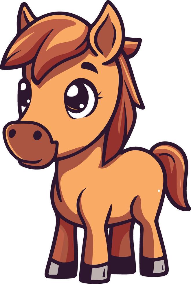 A cartoon horse with brown eyes and a big nose vector