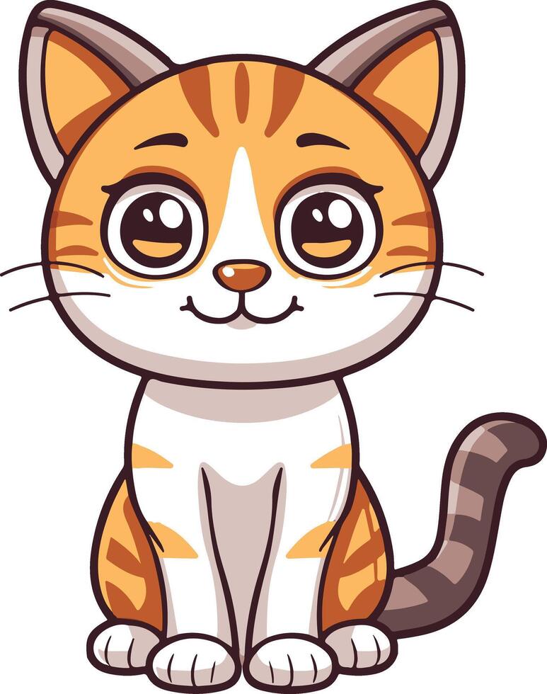 A cartoon cat sitting down with big eyes vector