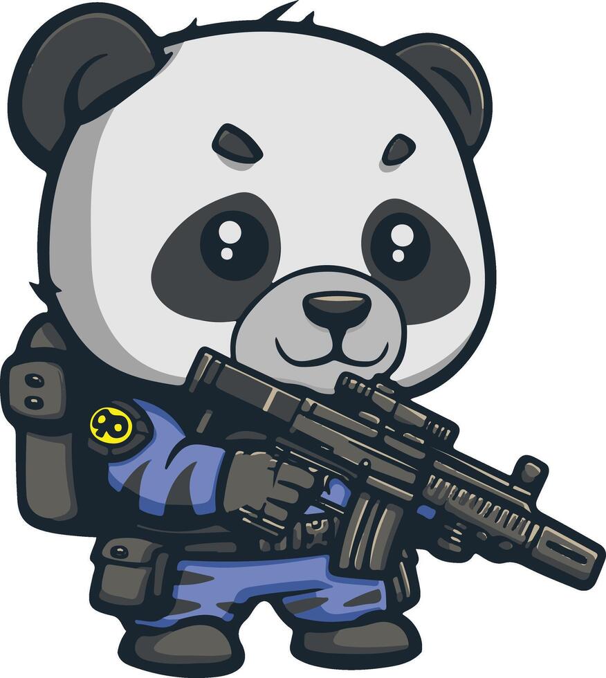 A cartoon panda bear with a gun vector