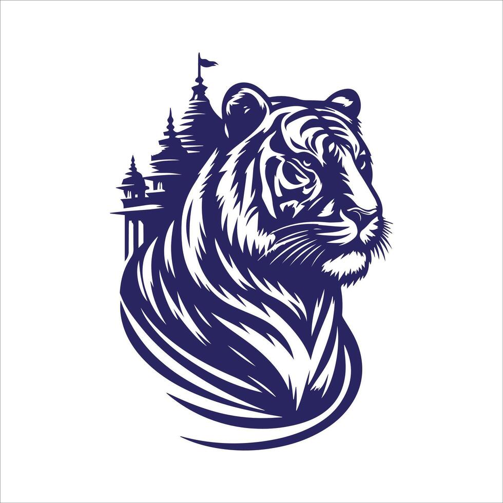 Tiger head silhouette art vector