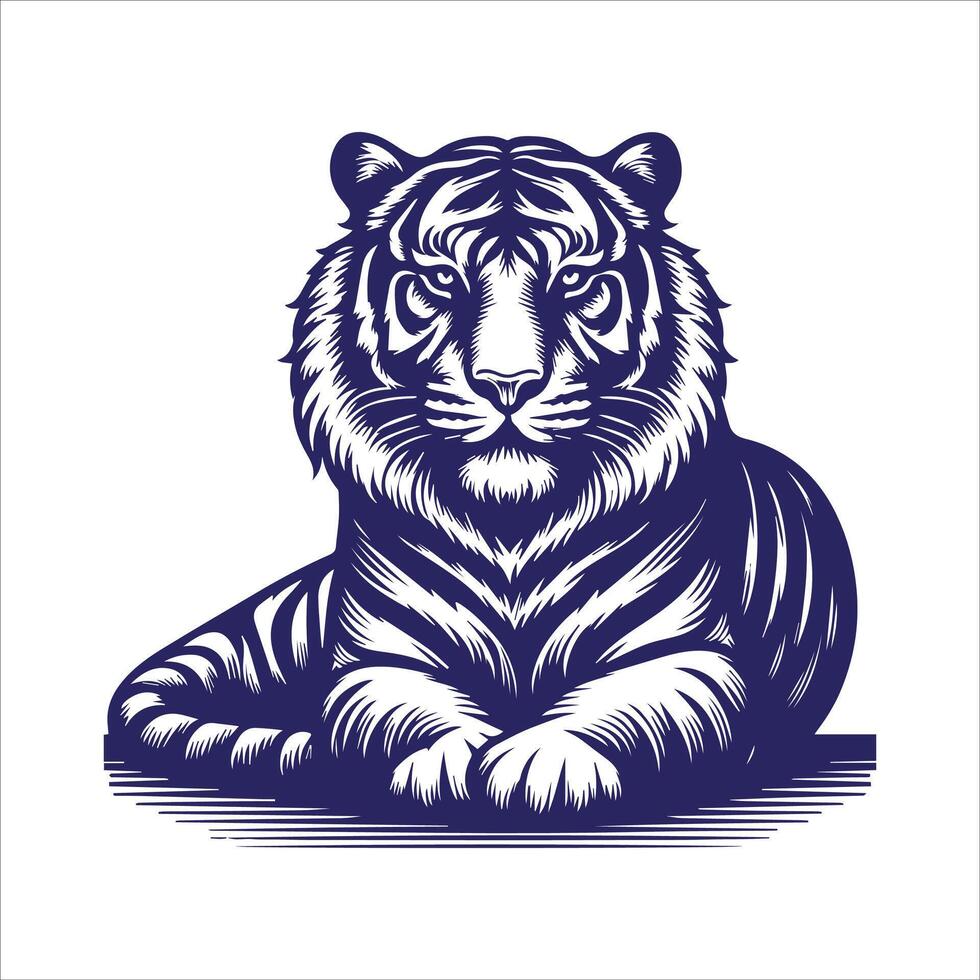 Tiger sitting silhouette art vector
