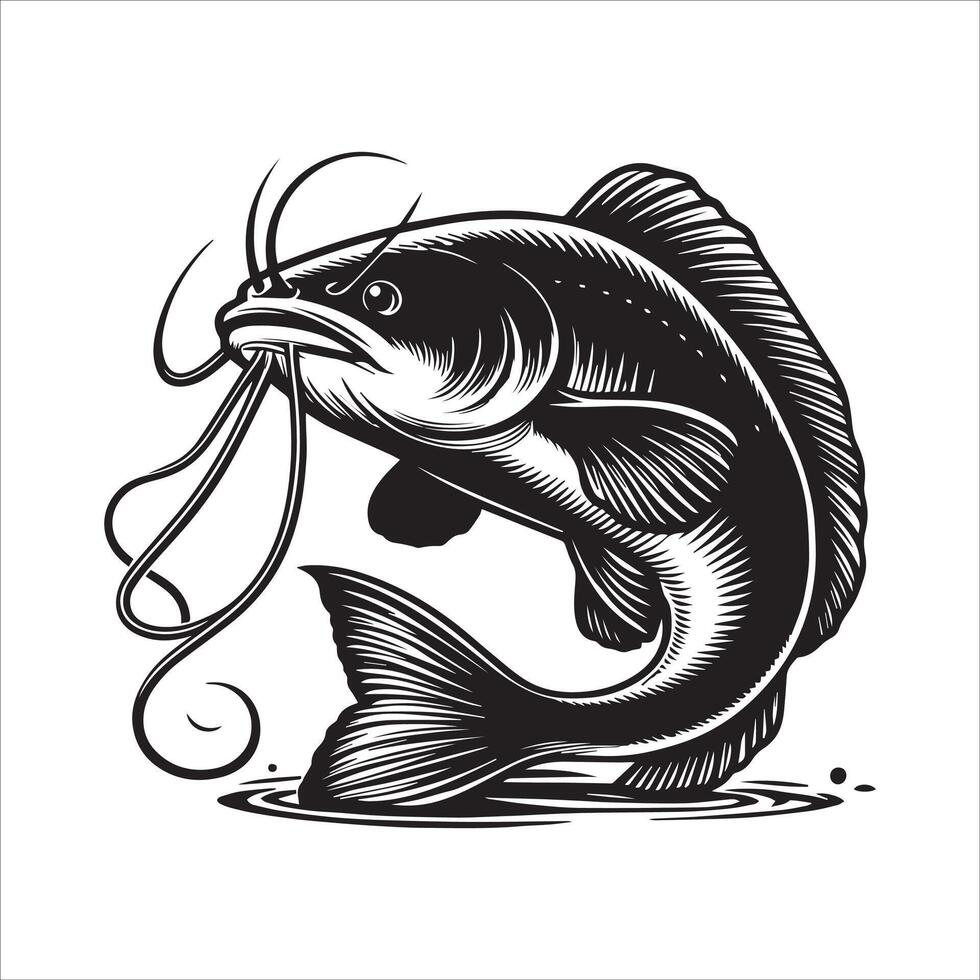 Cat Fish silhouette art vector