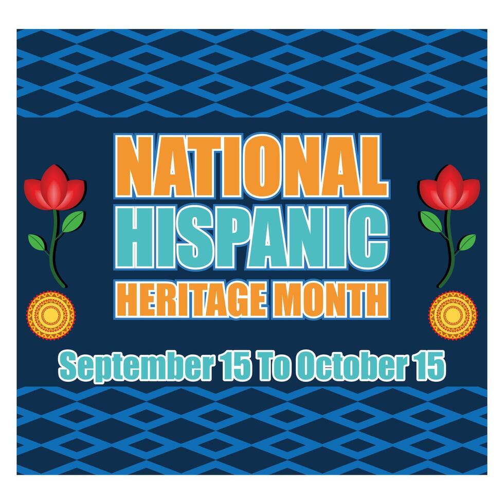 Greeting with national Hispanic heritage month text. Flat modern illustration vector