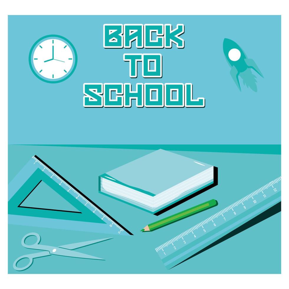 Back to school. A neatly arranged drawing place. Flat modern illustration vector