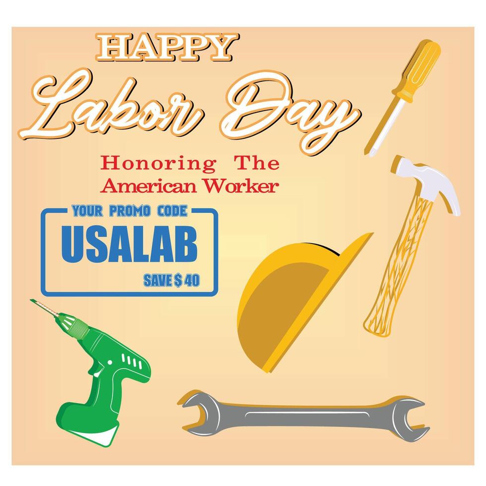 Labor Day Gift Promotion Coupon banner background. Elegant Labor Day Voucher Design. flat modern illustration vector