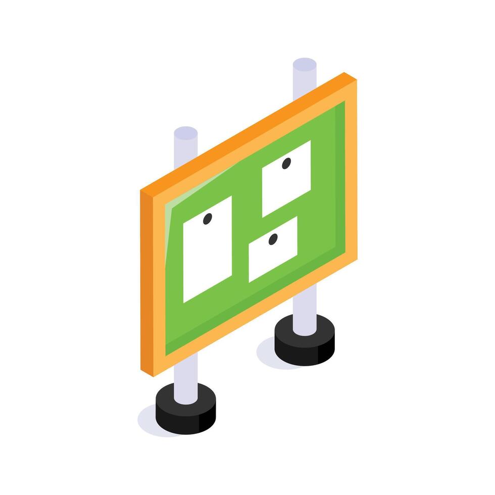 Trendy isometric icon of noticeboard, ready for premium use vector