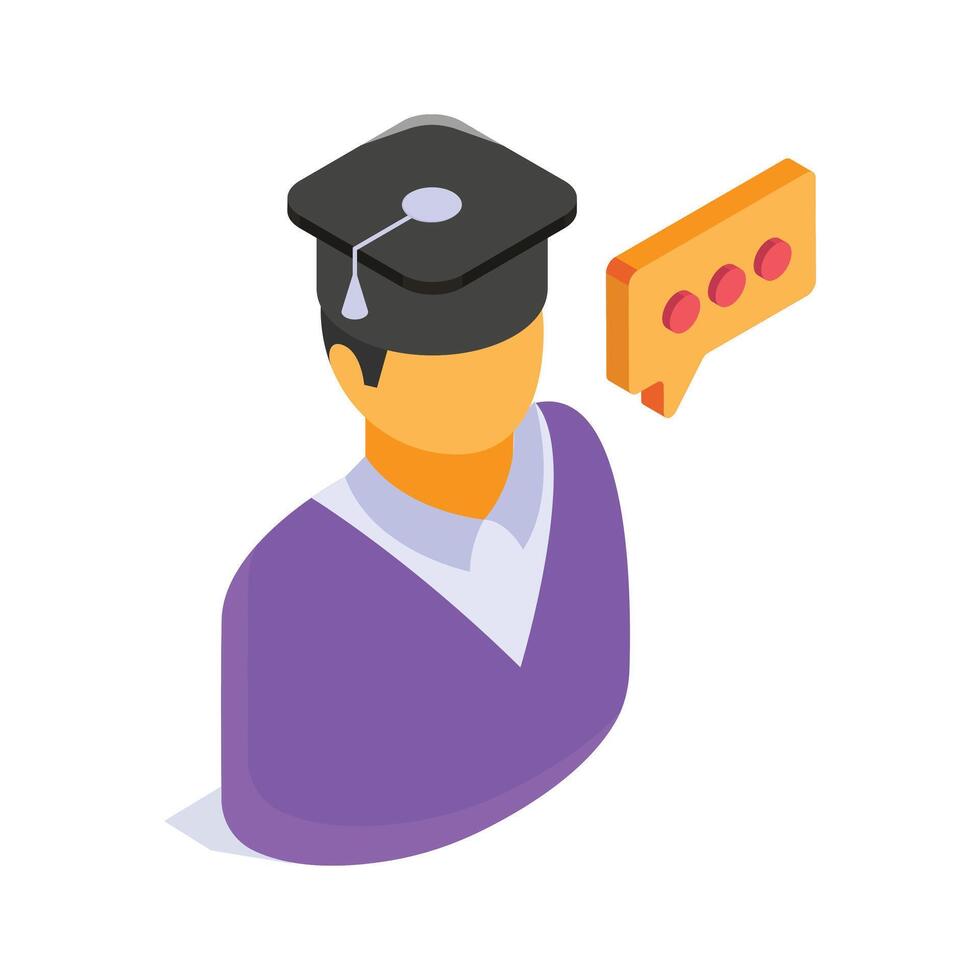 A person in a graduation cap, symbolizing academic achievement and graduation vector