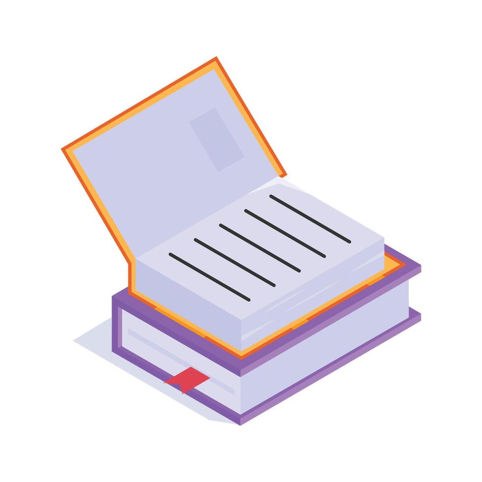 An open book with a bookmark, symbolizing reading and academic study design vector