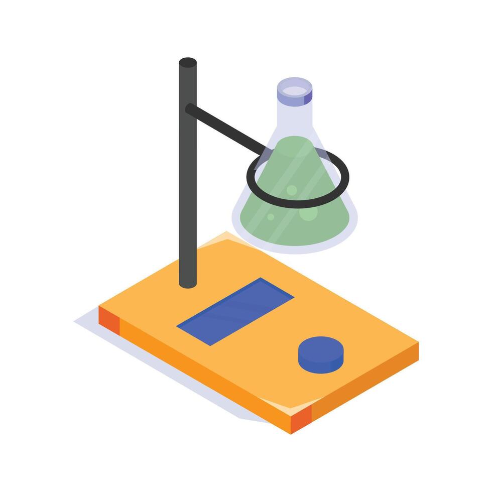 A science lab station with a beaker, symbolizing experimentation and learning vector