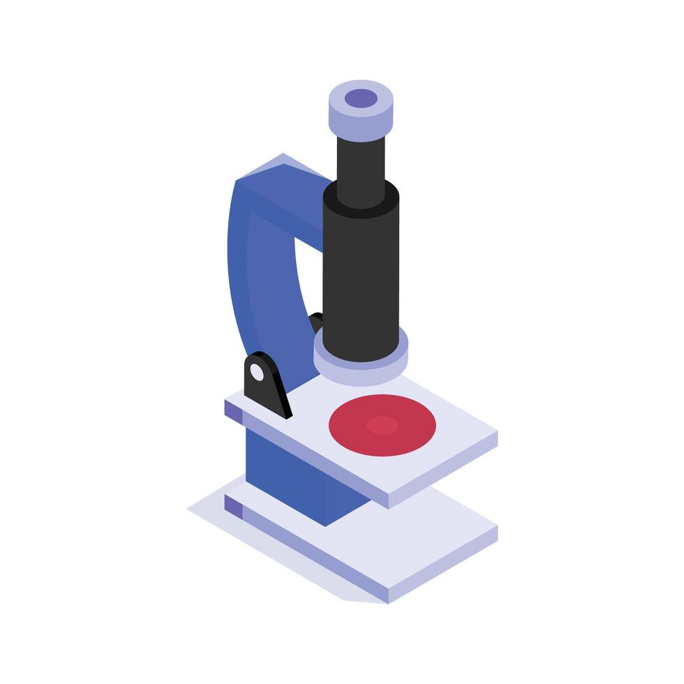A scientific microscope isometric icon, research and scientific discovery in education vector