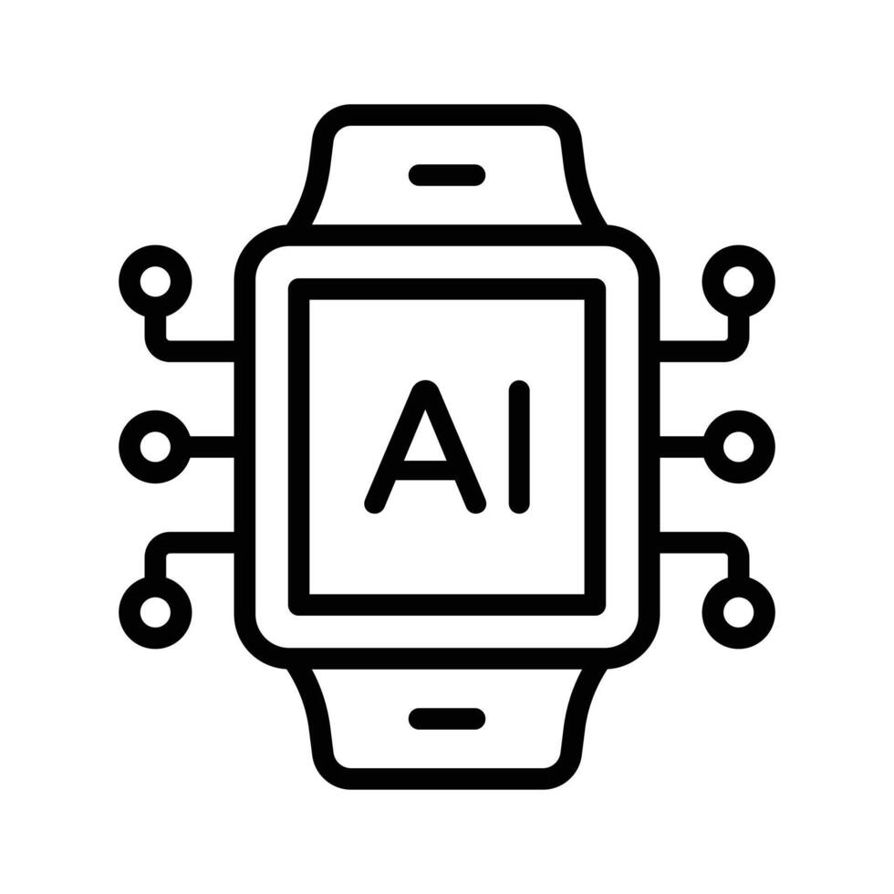 A smartwatch with a chip, symbolizing wearable AI technology for daily use vector