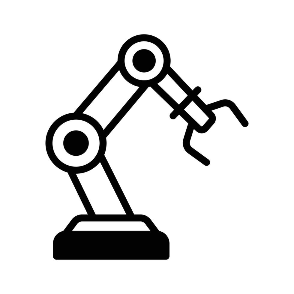A robotic arm in action, symbolizing automated manufacturing and industrial vector