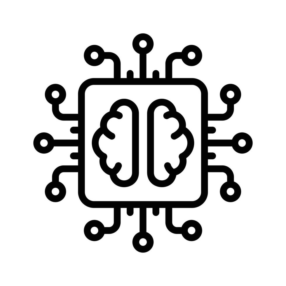 A processor chip brain, concept of brain processor icon vector