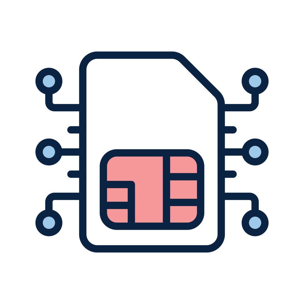 Esim chip card, embedded sim card design vector
