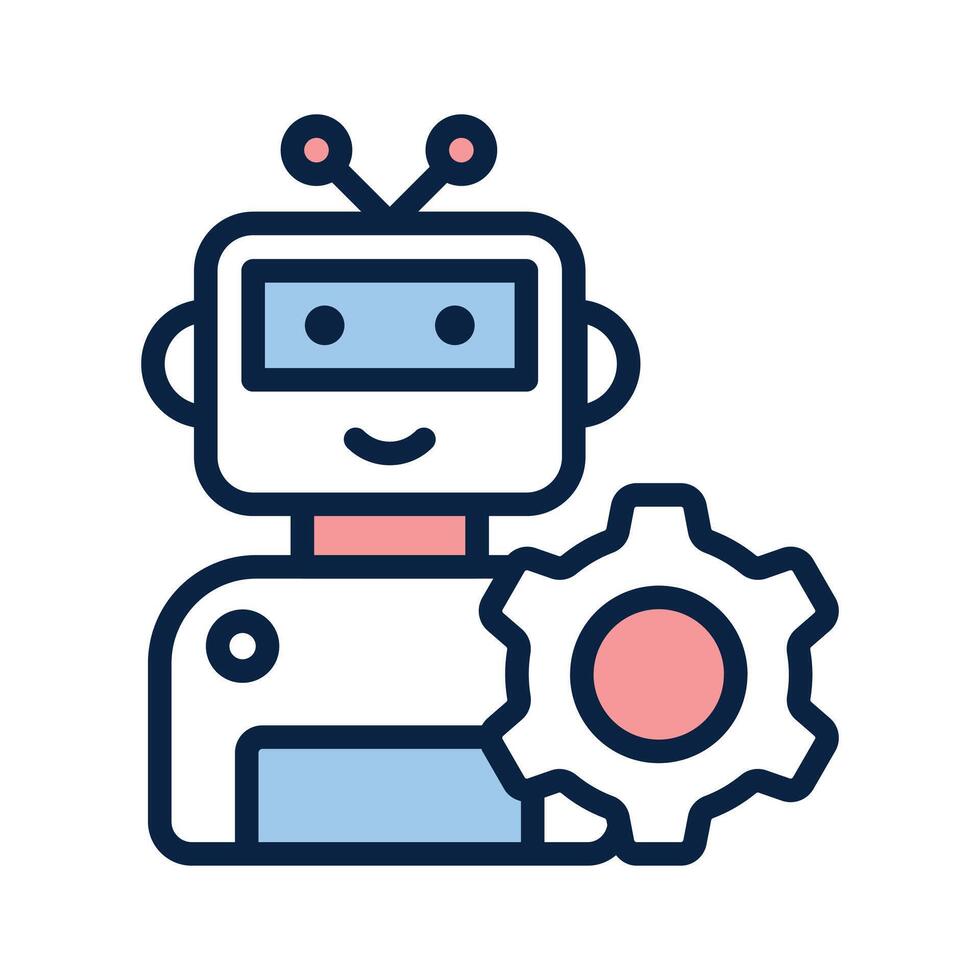 Robotic Engineering, robot setting icon design vector
