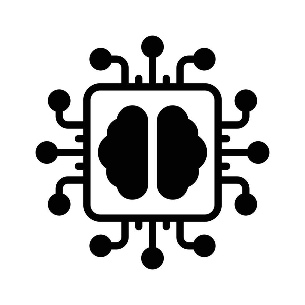 A processor chip brain, concept of brain processor icon vector