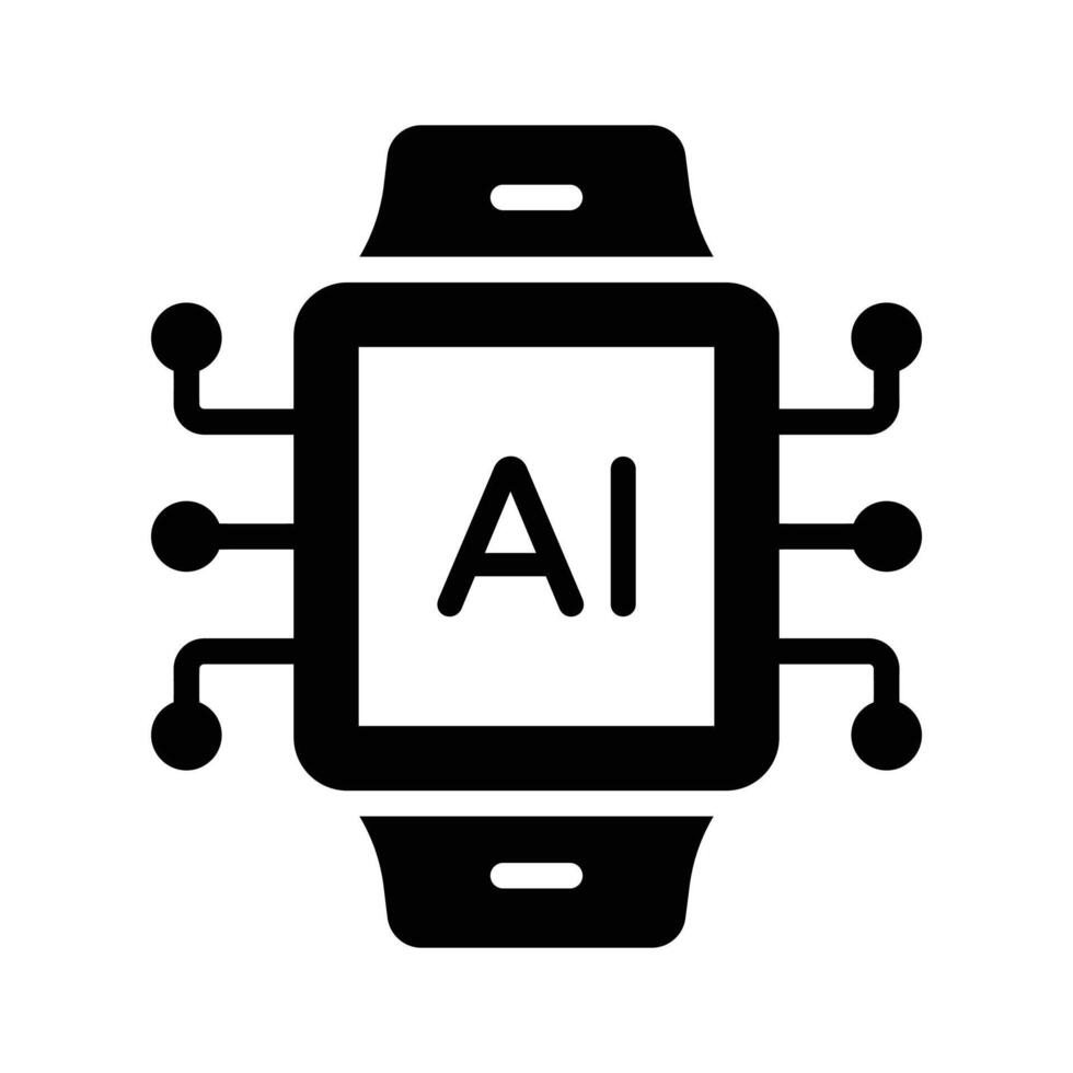 A smartwatch with a chip, symbolizing wearable AI technology for daily use vector