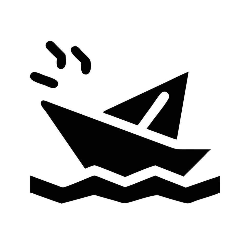 Paper Boat and Comet Crash Silhouette And Unique Water Art Illustration vector