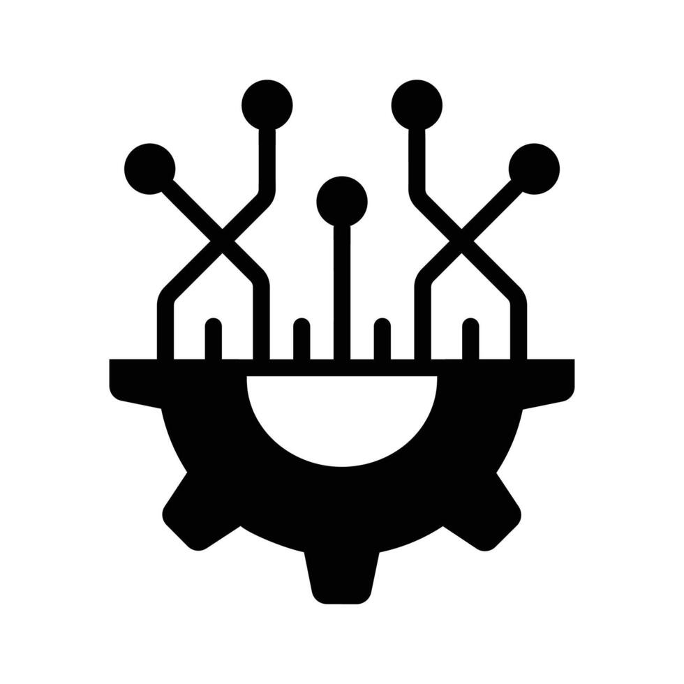 Gear with circuits representing automating and mechanical processes design vector