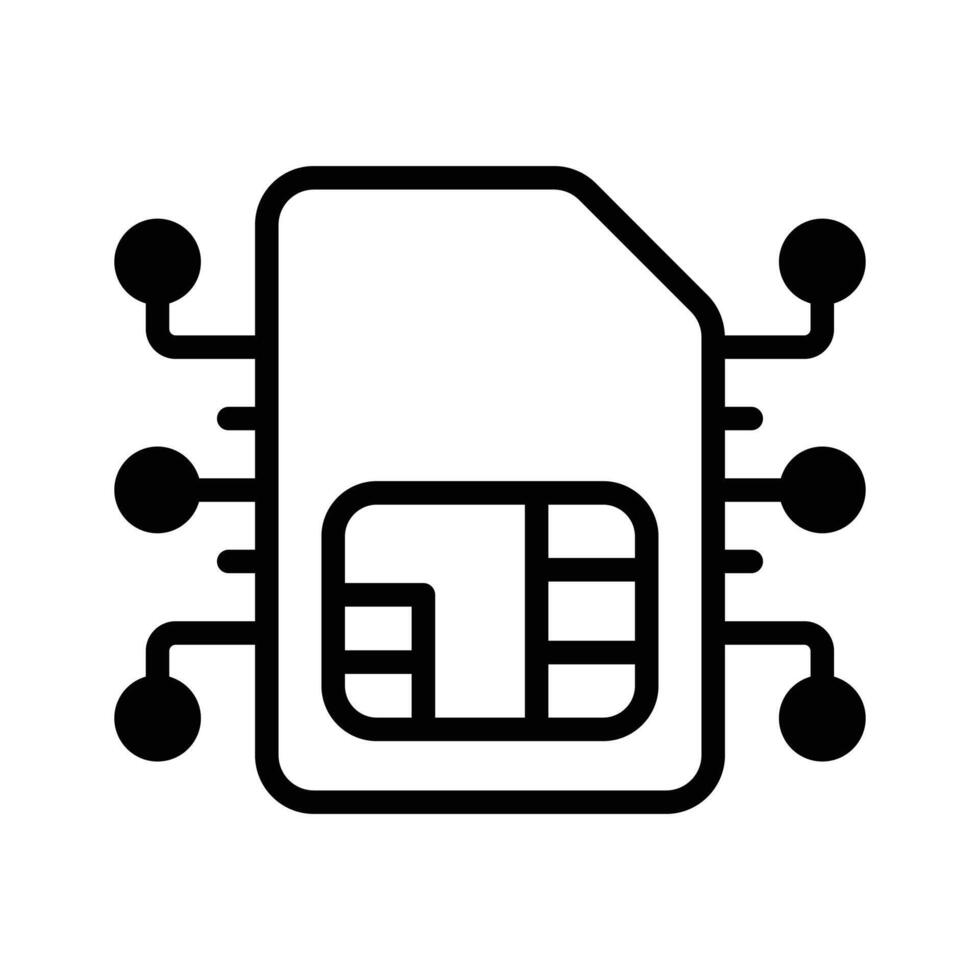 Esim chip card, embedded sim card design vector