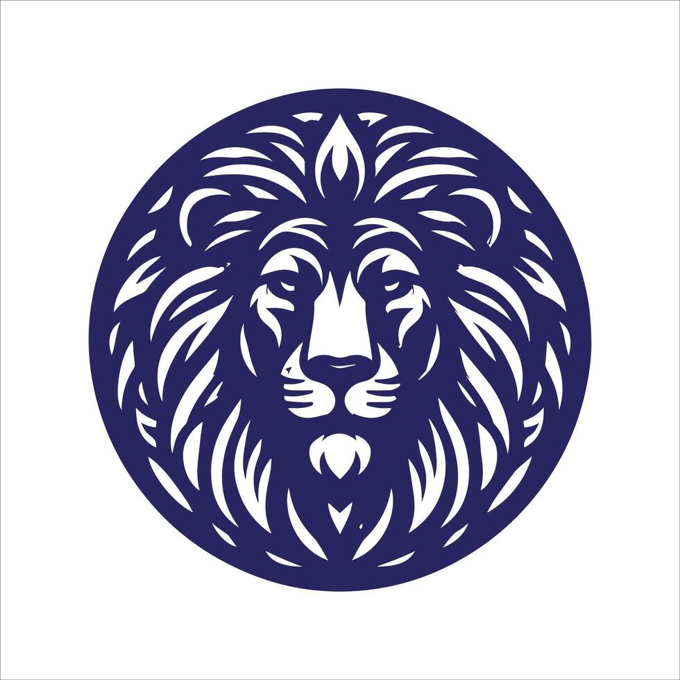 Lion head circle logo art vector
